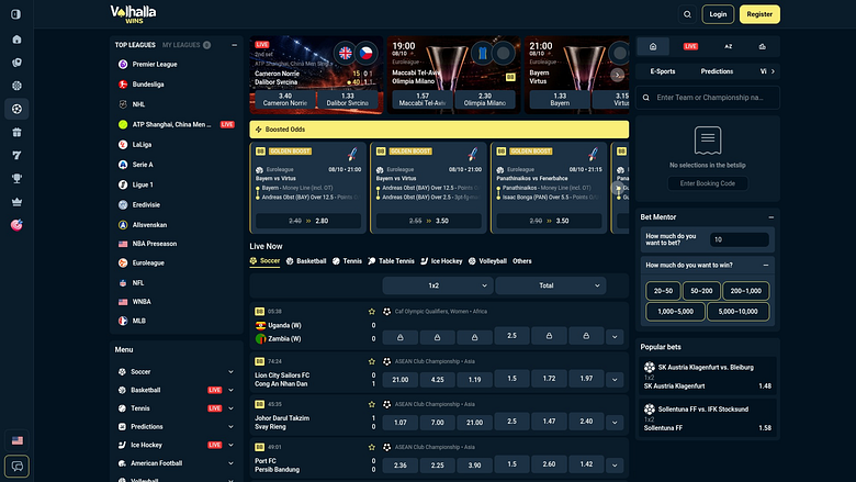 ValhallaWins Casino Desktop-Sport