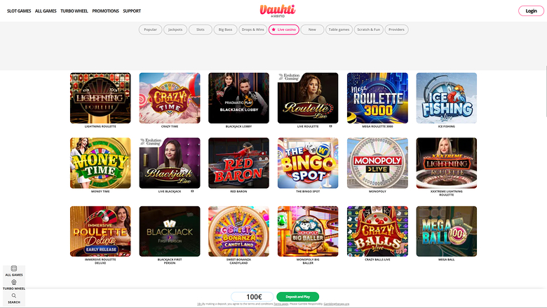 Vauhti Kasino Desktop Live Dealer