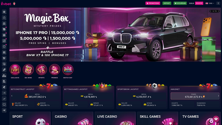 Página de inicio de escritorio del casino Vbet