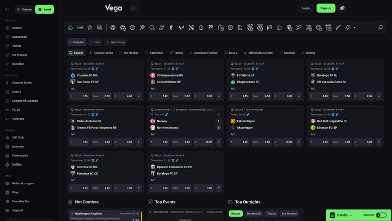 Deportes de escritorio del casino VegaBet