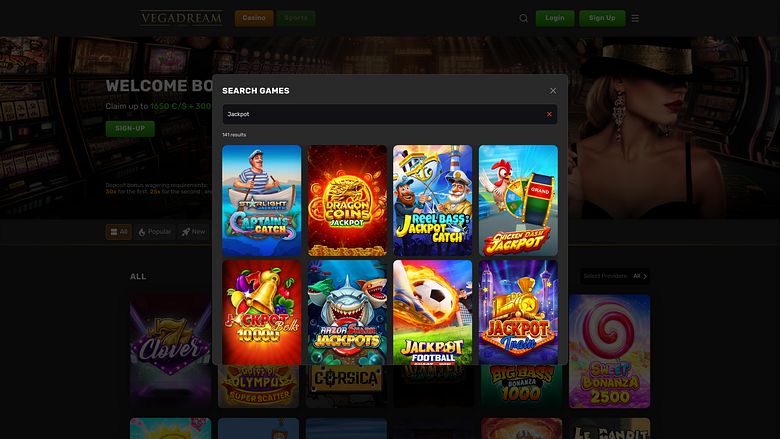 Jackpot du casino Vegadream sur ordinateur