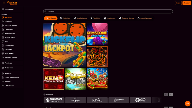 Vegas AMPED Casino Desktop Jackpot