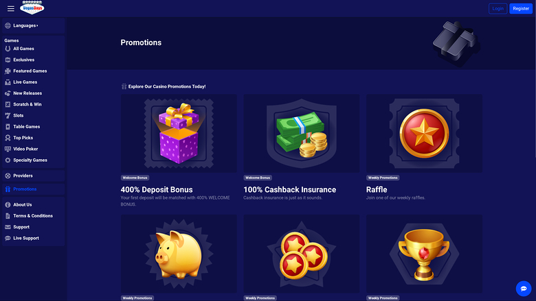 Promotions Vegas Days Casino sur ordinateur