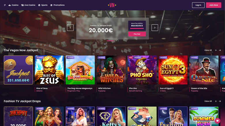 Jackpot de bureau du casino Vegas Now