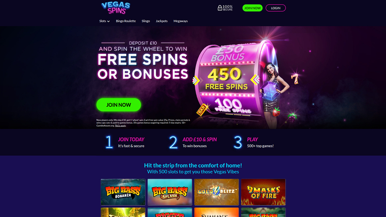 Vegas Spins Casino Desktop Homepage