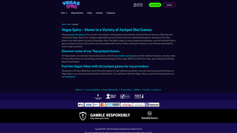 Vegas Spins Casino Desktop Jackpot