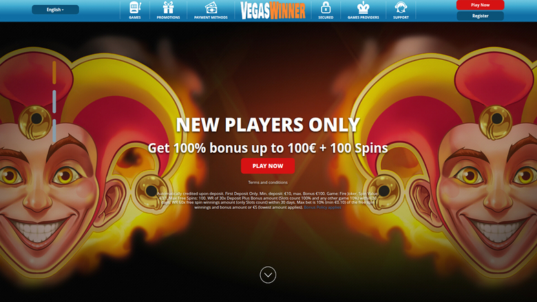 Homepage desktop di Vegas Winner Casino