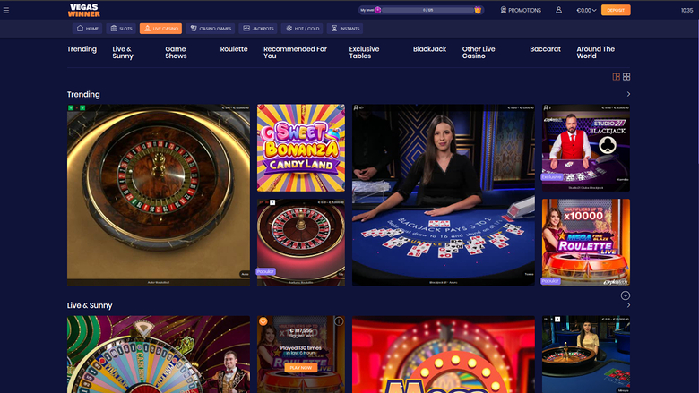 Live dealer desktop di Vegas Winner Casino