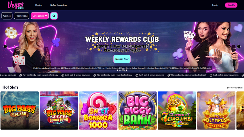Vegas Wins Casino Desktop-Startseite