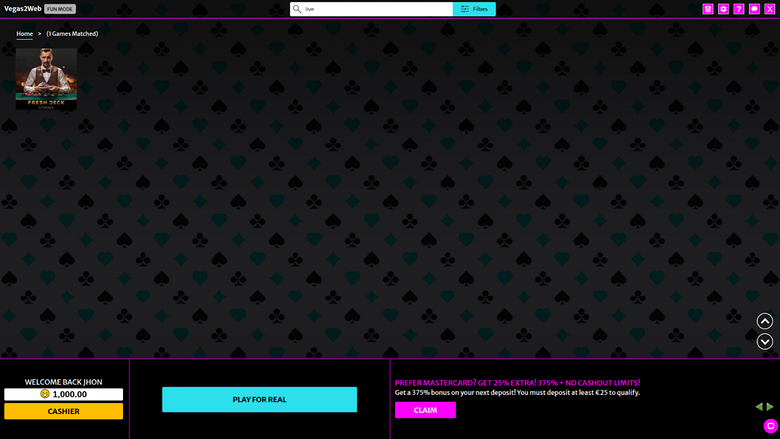 Vegas2Web Casino Desktop Live Dealer