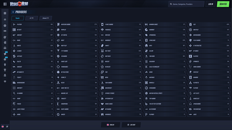 VegasHero Casino Desktop-Spieleentwickler