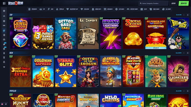 VegasHero Casino Desktop-Spiele
