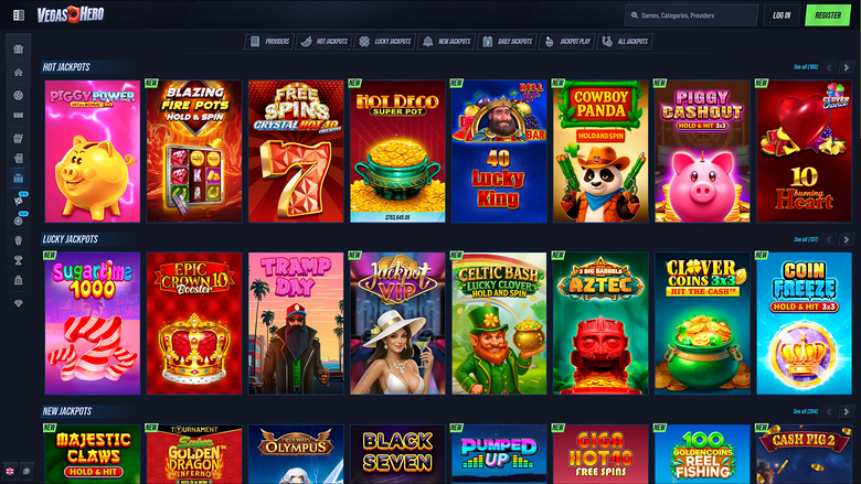 VegasHero Casino Desktop-Jackpot