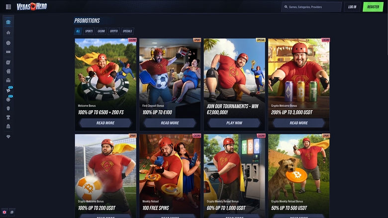 VegasHero Casino Desktop-Aktionen