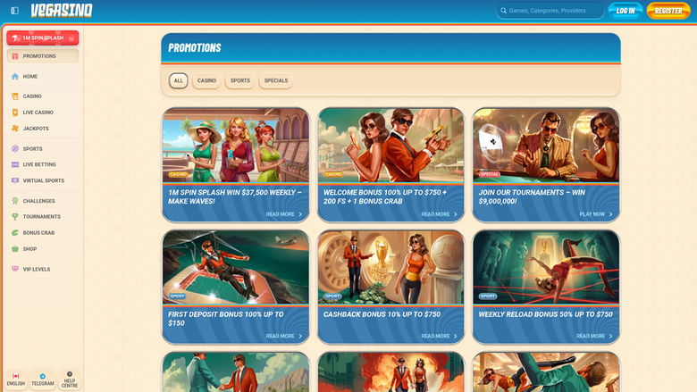 Promociones de escritorio de Vegasino Casino