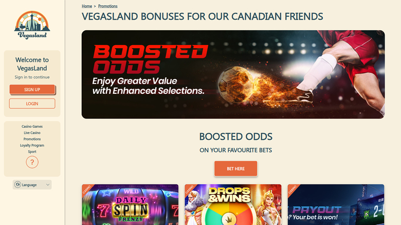 Promotions de VegasLand Casino sur ordinateur