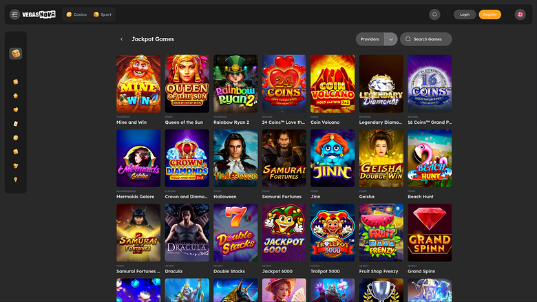 Jackpot de VegasNova Casino sur ordinateur