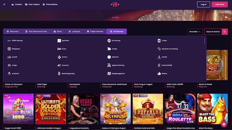 Développeur de jeux de bureau de VegasNow Casino