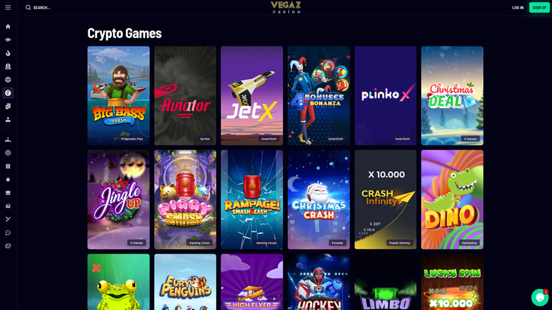 Jeux cryptographiques de Vegaz Casino sur ordinateur