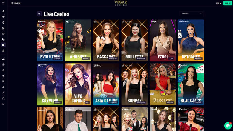 Croupier en direct de Vegaz Casino sur ordinateur