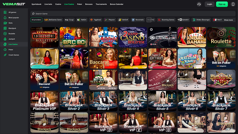 Vemabet Casino Desktop Live-Dealer