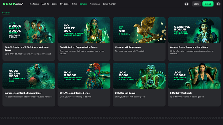 Vemabet Casino Desktop-Aktionen