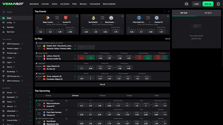 Vemabet Casino Desktop-Sportwetten