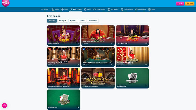 Dealer ao vivo do Vera John Casino para desktop