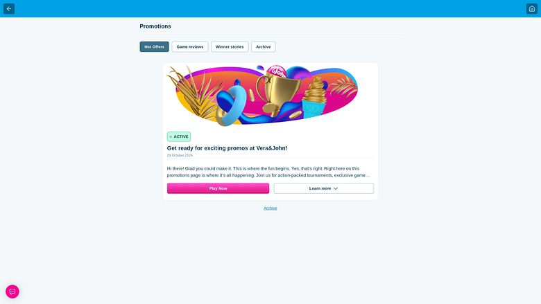 Promoções do Vera John Casino para computador