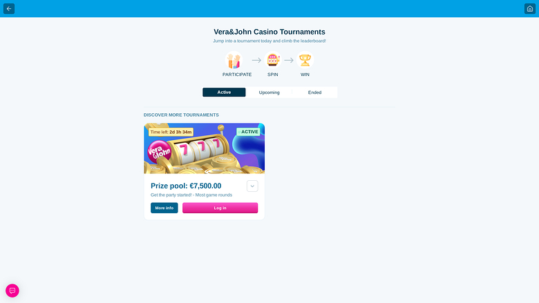 Torneios de cassino Vera John para computador