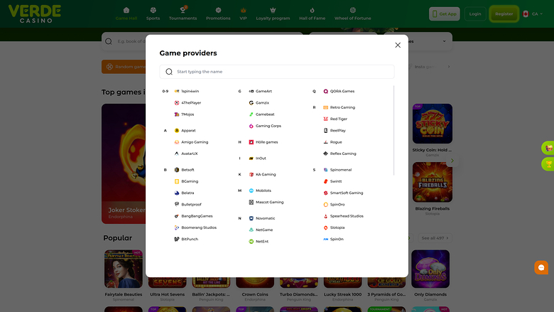 Verde Casino Desktop Game Developers