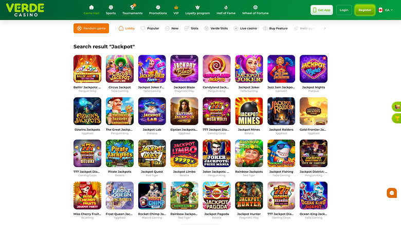 Verde Casino Desktop Jackpot