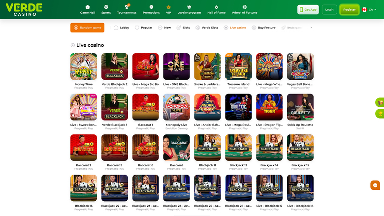 Verde Casino Desktop Live Dealer