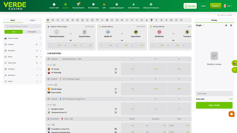 Verde Casino Desktop Sports