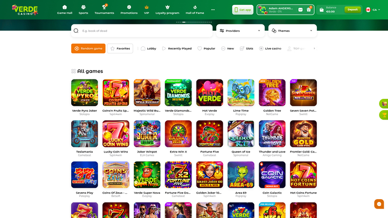 Juegos de Verde Casino para escritorio