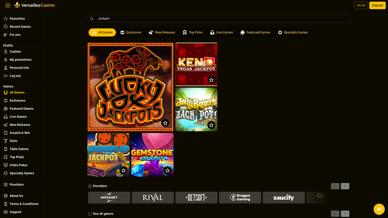 Jackpot de bureau de Versailles Casino