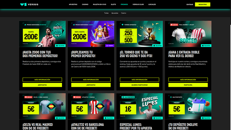 Versus Casino Desktop Promotions