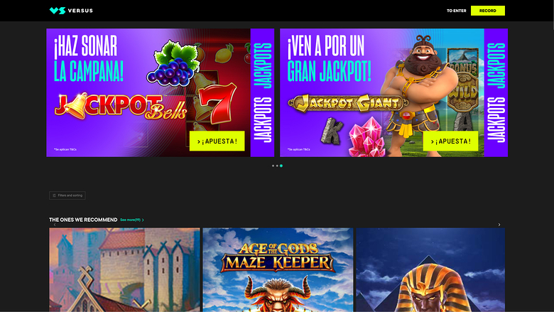 Jackpot de Versus Casino sur ordinateur