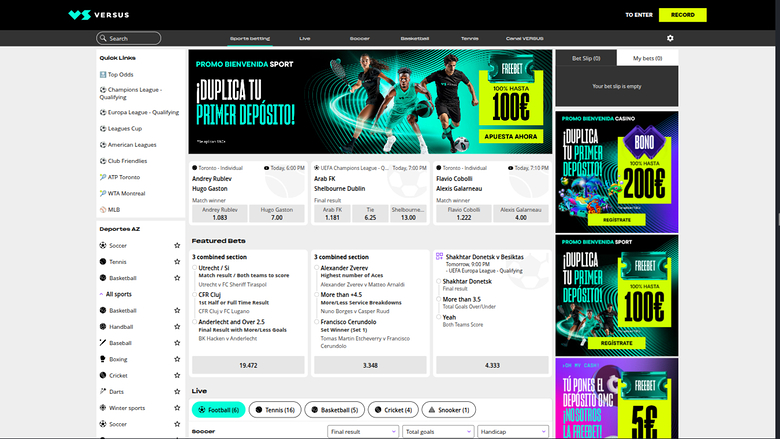 Sports de Versus Casino sur ordinateur