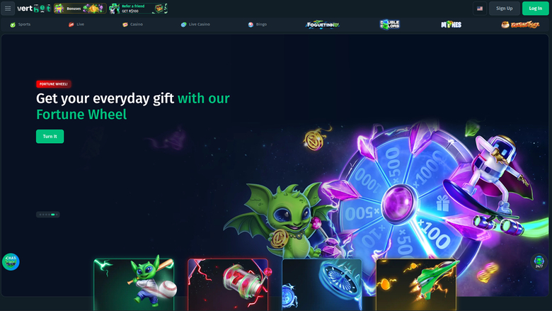 Page d'accueil de bureau de Vertbet Casino