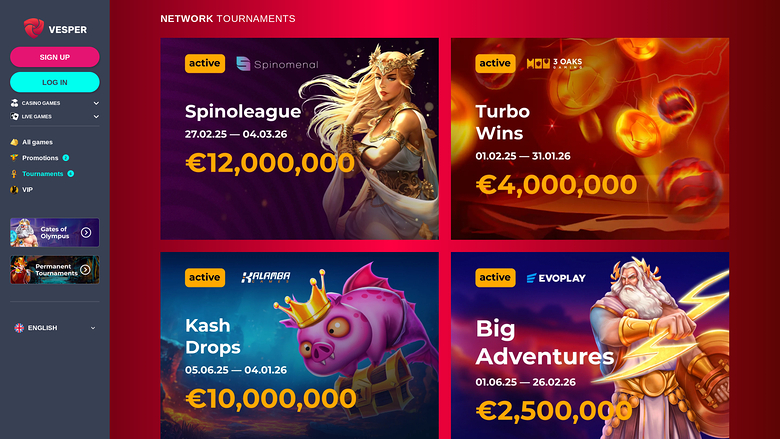 Tournois de casino Vesper sur ordinateur