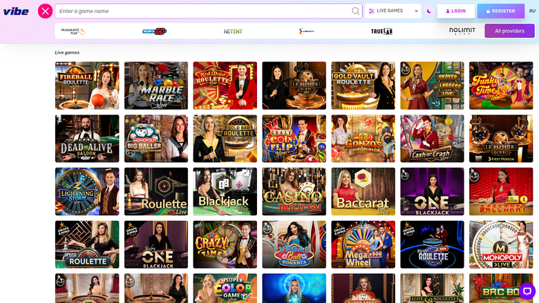 Croupier en direct de Vibe Casino sur ordinateur