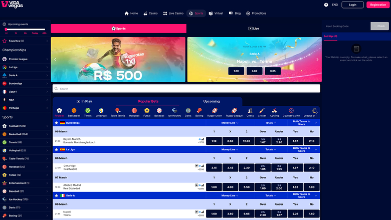 VidaVegas Casino Desktop Sports