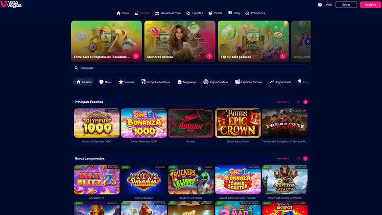 Juegos de VidaVegas Casino en escritorio