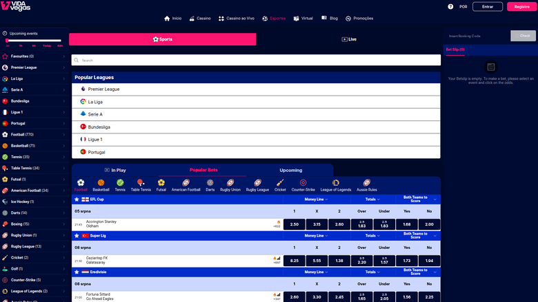  Deportes de VidaVegas Casino en escritorio