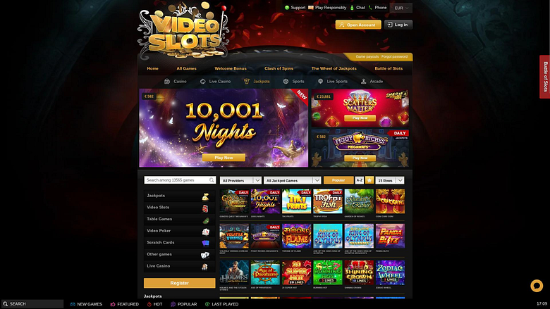 Videoslots Casino Desktop Jackpot