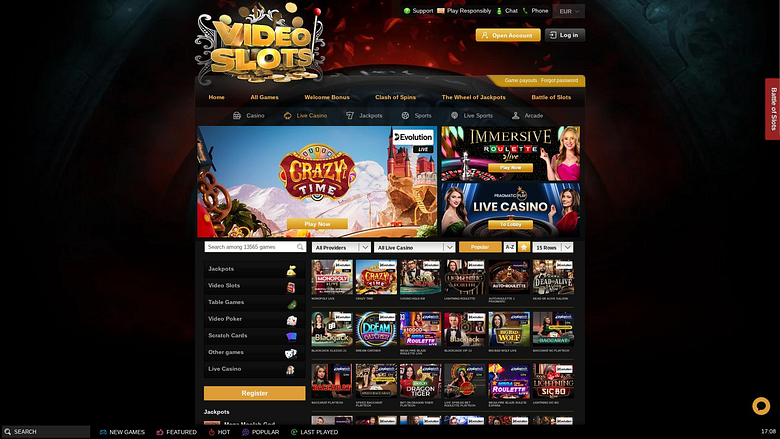 Videoslots Casino Desktop Live Dealer