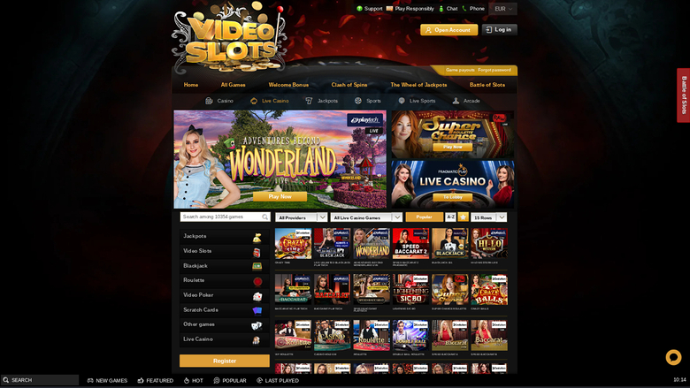 Croupier en direct de Videoslots Casino sur ordinateur