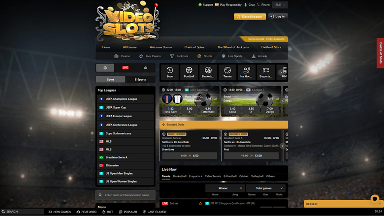 Sports de Videoslots Casino sur ordinateur