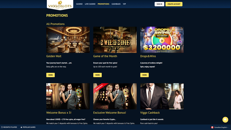 Promotions de bureau de Viggoslots Casino